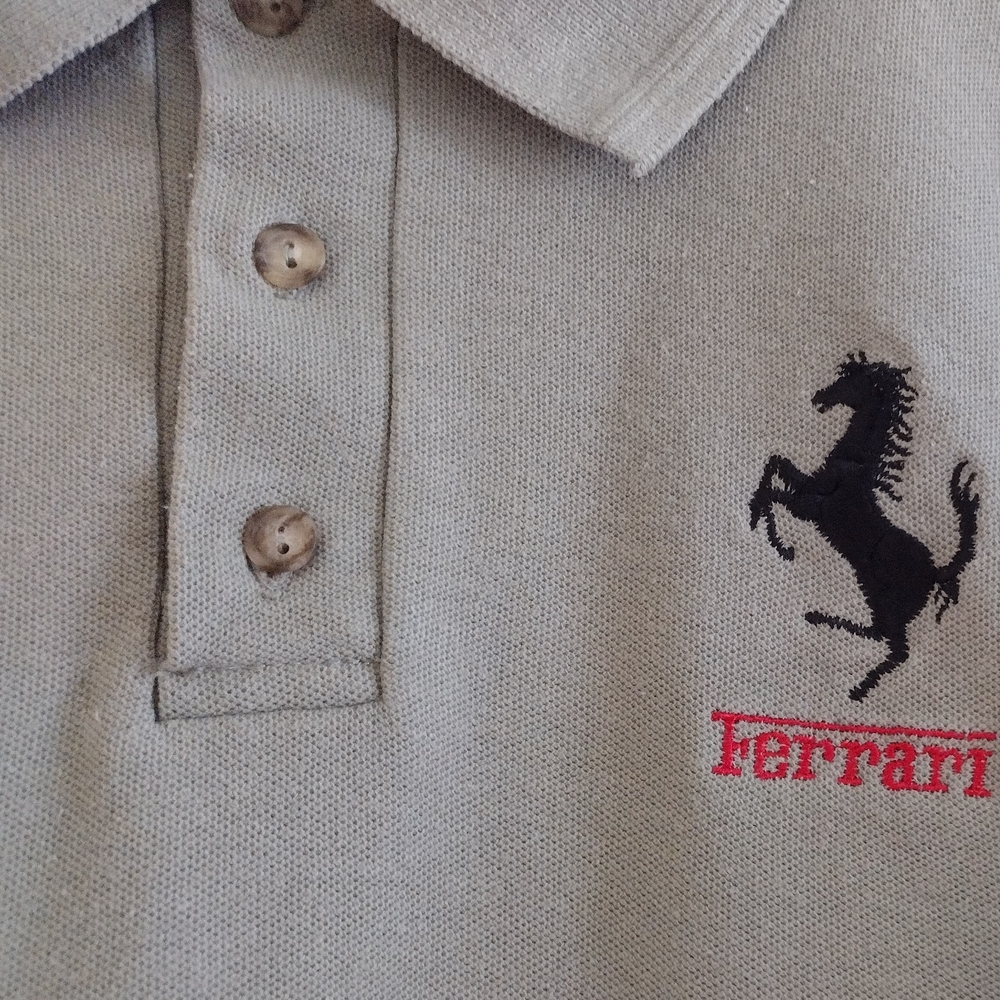 3/$30 Vintage Liberty Cotton Polo Shirt with Embroidered Ferrari Logo